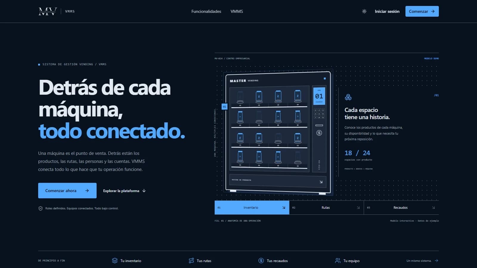 VMMS product website and interactive vending machine demo